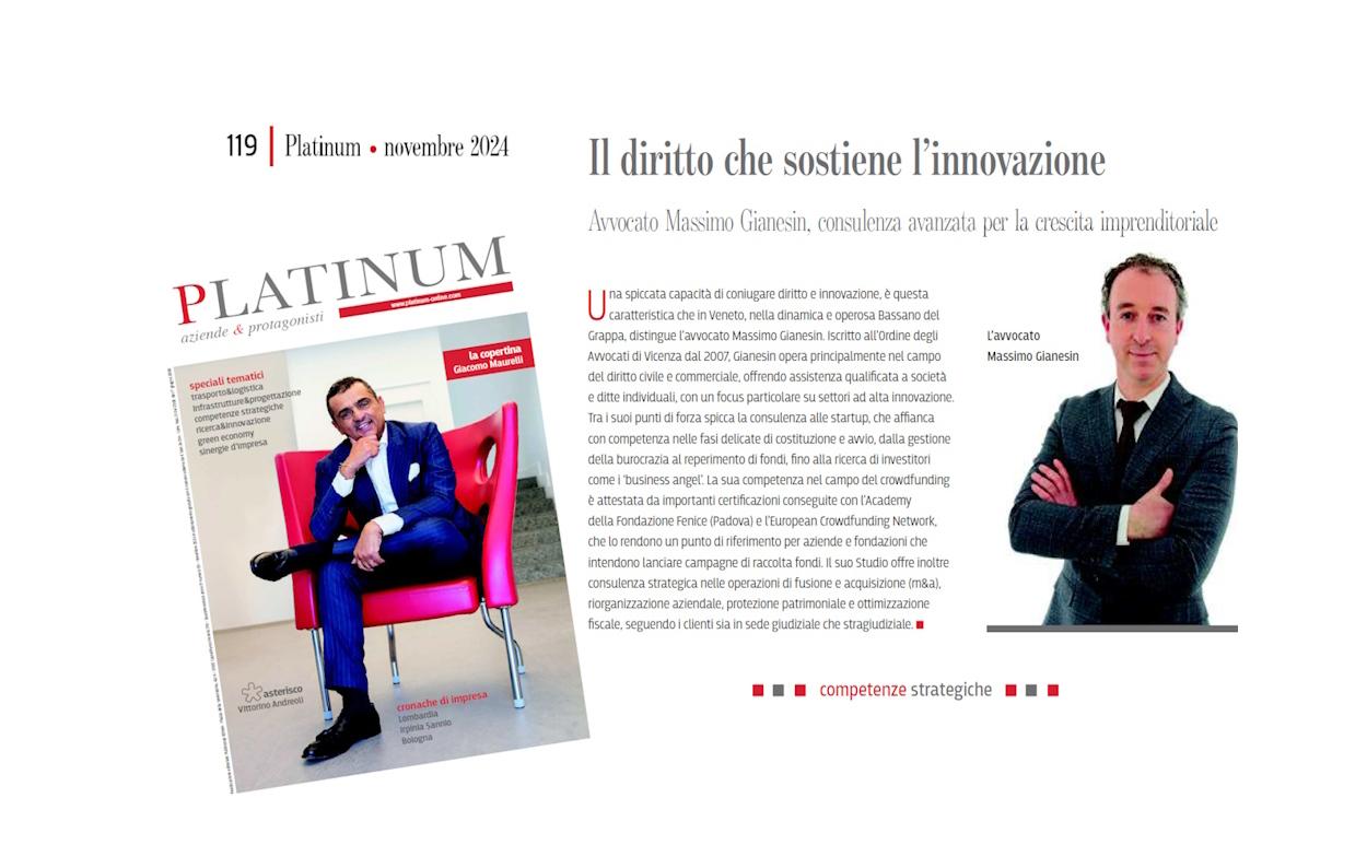 Articolo Platinum novembre 2024 – Avv. Massimo Gianesin